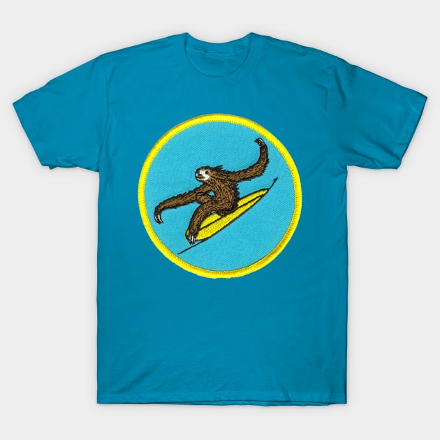 Surfing Sloth Patch T-Shirt by HaleiwaNorthShoreSign